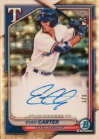 2024 Bowman Chrome Chrome Rookie Autographs #CRAEC Evan Carter Superfractor 1/1 Baseball Card