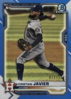 2021 Bowman Chrome #80 Cristian Javier Blue Refractor Baseball Card