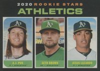2020 Topps Heritage #317 A.J. Puk/Jesus Luzardo/Seth Brown Baseball Card