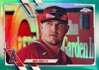 2021 Topps Chrome #27 Mike Trout SP-Green Refractor Baseball Card