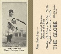 1916 The Globe Clothing #174 Joe Tinker Baseball Card