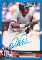 2018 Bowman Chrome Prospects Autographs #CPAEF Estevan Florial Blue Refractor Baseball Card
