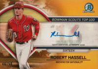 2023 Bowman Scouts' Top 100 #BTP16 Robert Hassell Autograph-Gold Refractor Baseball Card
