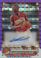 2023 Topps Chrome Topps Chrome Autographs #CGDW Dominique Wilkins Purple Geometric Basketball Card