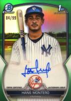2023 Bowman Chrome Prospect Autographs #CPAHM Hans Montero Green Refractor Baseball Card