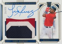 2019 Panini National Treasures #72 Luis Arraez Material Signature-Gold Baseball Card