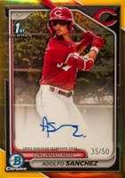 2024 Bowman Chrome Prospect Autographs #CPAAS Adolfo Sanchez Gold Refractor Baseball Card
