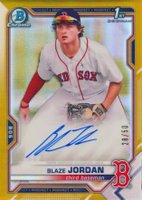 2021 Bowman Chrome Prospect Autographs #CPABJ Blaze Jordan Gold Refractor Baseball Card