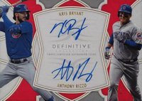 2020 Topps Definitive Collection Dual Autograph Collection #BR Anthony Rizzo/Kris Bryant Red 1/1 Baseball Card