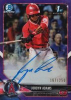 2018 Bowman Draft Chrome Draft Picks Autographs #CDAJA Jordyn Adams Purple Refractor Baseball Card