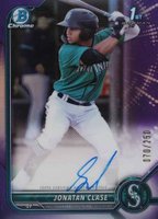 2022 Bowman Chrome Prospect Autographs #CPAJCL Jonatan Clase Purple Refractor Baseball Card