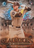 2024 Bowman Chrome Gladiators of the Diamond #11 Jackson Merrill Mini Diamond Refractor Baseball Card