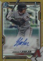 2021 Bowman Draft Chrome Draft Pick Autographs #CDAJLA Jordan Lawlar Gold Refractor Baseball Card