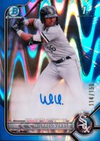 2022 Bowman Chrome Prospect Autographs #CPAWV Wilfred Veras Blue Raywave Refractor Baseball Card