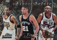1999 Finest Salute #FS1 Allen Iverson/Tim Duncan/Vince Carter Basketball Card