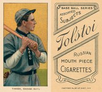 1909 White Borders Tolstoi #486 Joe Tinker Bat On Shoulder Baseball Card