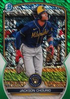 2023 Bowman Chrome Prospects #BCP76 Jackson Chourio Green Shimmer Refractor Baseball Card
