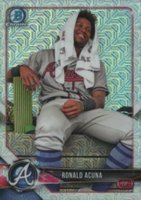 2018 Bowman Mega Box Chrome #BCP1 Ronald Acuna Towel on Head Baseball Card