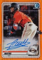 2020 Bowman Chrome Mega Box Autographs #BCMALM Luis Matos Orange Refractor Baseball Card