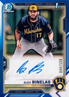 2021 Bowman Draft Chrome Draft Pick Autographs #CDAAB Alex Binelas Blue Refractor Baseball Card