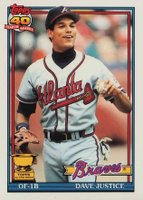 1991 Topps Tiffany #329 Dave Justice Baseball Card
