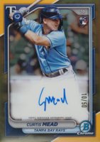 2024 Bowman Chrome Rookie Autographs #CRACME Curtis Mead Gold Refractor Baseball Card