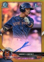 2018 Bowman Prospects Autographs Chrome #AG Andres Gimenez Gold Refractor Baseball Card