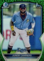 2023 Bowman Chrome Prospects #BCP61 Junior Caminero Grass Green Refractor Baseball Card