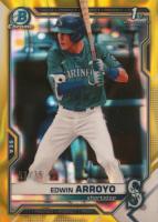 2021 Bowman Draft #BDC74 Edwin Arroyo Chrome-Yellow Lava Refractor Baseball Card