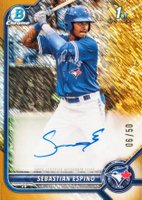 2022 Bowman Chrome Prospect Autographs #CPASE Sebastian Espino Gold Shimmer Refractor Baseball Card