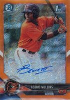 2018 Bowman Chrome Prospects Autographs #CPACM Cedric Mullins Orange Shimmer Baseball Card