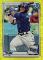 2020 Bowman Chrome Prospects #BCP1 Wander Franco Yellow Refractor Baseball Card