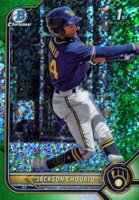 2022 Bowman Chrome Prospects #BCP79 Jackson Chourio Green Mini Diamond Refractor Baseball Card
