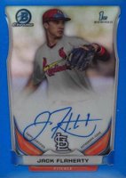 2014 Bowman Chrome Draft Pick Autograph #JF Jack Flaherty Blue Refractor Baseball Card