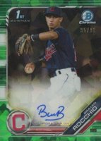 2019 Bowman Chrome Prospects Autographs #CPABR Brayan Rocchio Green Atomic Baseball Card