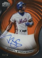 2022 Topps Chrome Black Autographs #DST Darryl Strawberry Orange Refractor Baseball Card