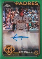 2024 Topps Chrome Update Chrome Baseball Update Series Autographs #ACJM Jackson Merrill Green Refractor Baseball Card