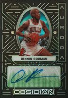 2021 Panini Obsidian Aurora Autographs #AURDRO Dennis Rodman Electric Etch Green Basketball Card