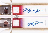 2006 SP Authentic Autograph Jerseys Quad #JJJB Larry Bird/LeBron James/Magic Johnson/Michael Jordan Basketball Card