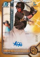 2022 Bowman Chrome Prospect Autographs #CPAYR Yendry Rojas Gold Refractor Baseball Card