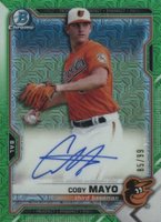 2021 Bowman Mega Box Chrome Autographs #BMACM Coby Mayo Green Refractor Baseball Card