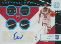 2019 Panini Chronicles Rookie Cornerstones Quad Relic Autographs #RCCWH Coby White Onyx 1/1 Basketball Card