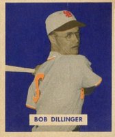 1949 Bowman #143 Bob Dillinger Script name Baseball Card