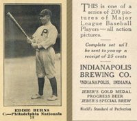 1916 Indianapolis Brewing #18 Eddie Burns Baseball Card