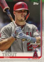2019 Topps Opening Day #24 Mike Trout Holding Bat Baseball Card
