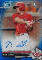 2017 Bowman Prospects Autographs #NS Nick Senzel Chrome-Blue Refractor Baseball Card