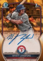 2023 Bowman Draft Sapphire Edition Chrome Prospect Autographs #CDAWL Wyatt Langford Gold Baseball Card