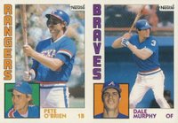 1984 Topps Nestle Hand Cut # Pete O'Brien/Dale Murphy Panel Baseball Card