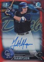 2016 Bowman Draft Chrome Draft Picks Autographs #CDAGH Garrett Hampson Red Refractor Baseball Card