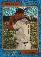 2023 Topps Heritage #603 Xander Bogaerts Chrome-Blue Sparkle Refractor Baseball Card
